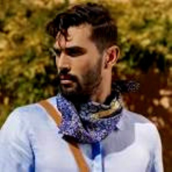 K15 Blue Kerchief, head cover,  so versatile Set of 2 Bandanas 21" x 21" - Picture 2 of 11